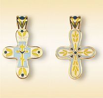 The Orthodox Cross Pendant ''Calvary'' yellow-blue