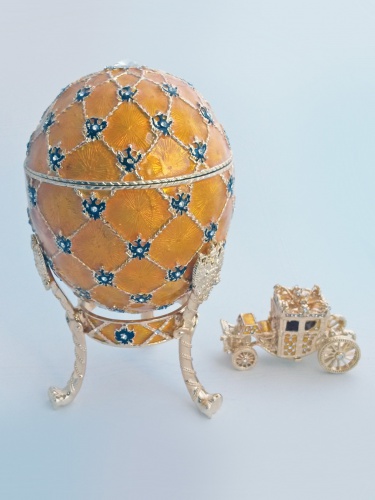 Faberge Style Imperial Coronation Egg Jewellery Trinket Box with The Carriage musical photo 6
