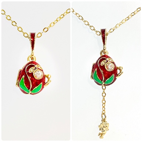 Red lily of the valley pendant with a surprise