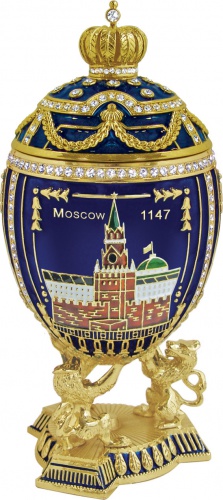 Big Faberge Style Egg Jewellery Trinket Box "Moscow" with three different images on three sides photo 2