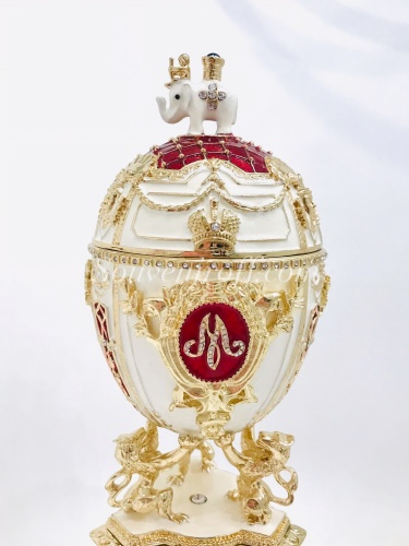 Big Faberge Style  Egg Jewellery Trinket Box "Royal Danish" photo 5