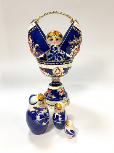 Faberge Style Egg Jewellery Trinket Box with Matreshka musical photo 2