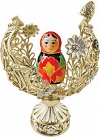 Faberge Style Small Egg Jewellery Trinket Box ''Flowers'' carved pattern with matrioshka