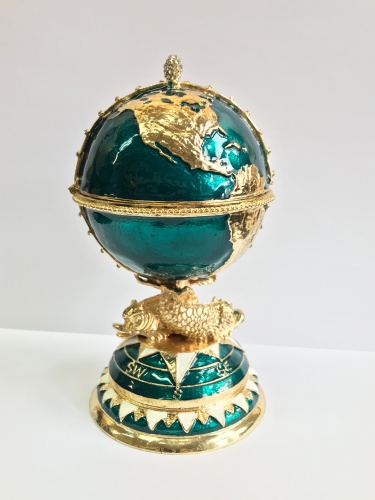 Faberge egg box with a clock "Globe with a steering wheel" photo 7