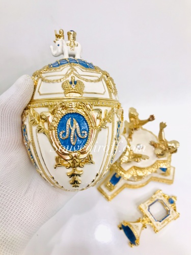 Big Faberge Style  Egg Jewellery Trinket Box "Royal Danish" photo 4