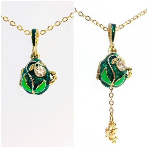 Green lily of the valley pendant with a surprise