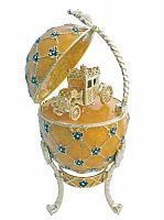 Faberge Style Imperial Coronation Egg Jewellery Trinket Box with The Carriage musical
